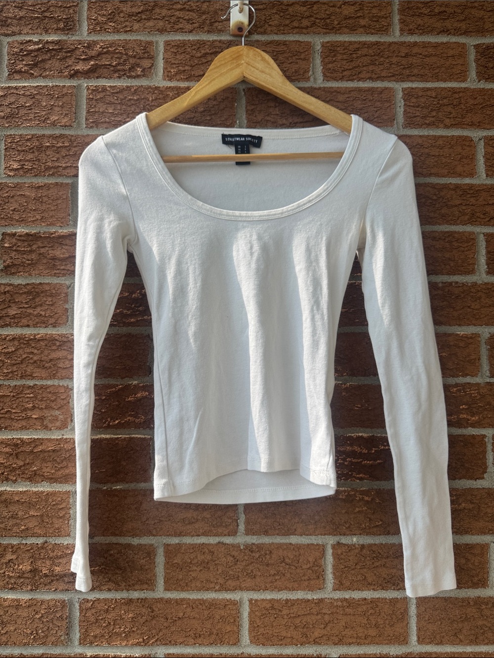 Lane Bryant Cream Scoop Neck Long Sleeve Top